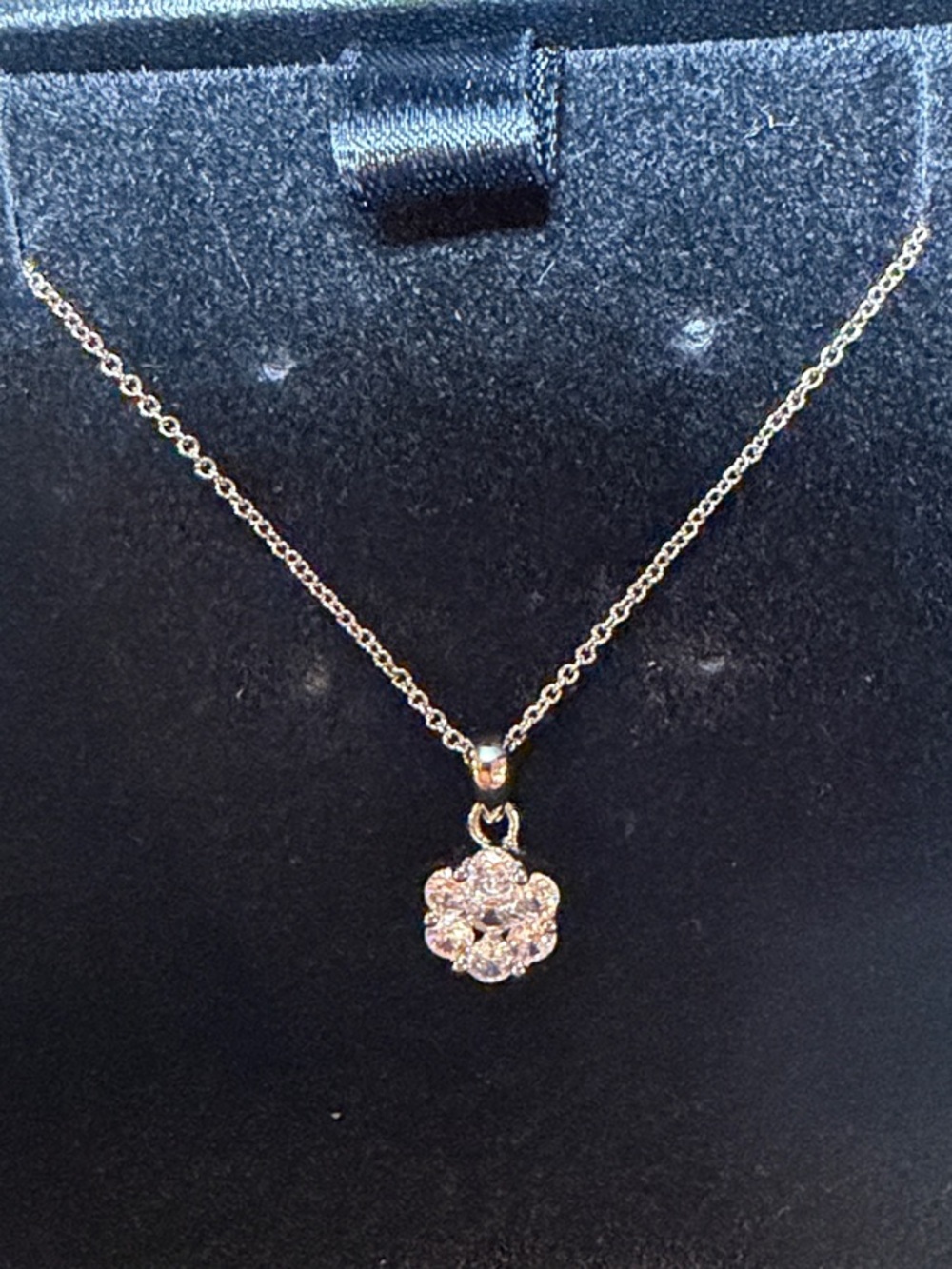 Jones New York Gold Flower Cluster Pendant Necklace with Pink Crystals